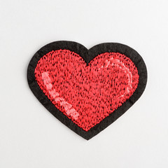red heart embroidery patch