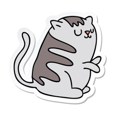 sticker of a quirky hand drawn cartoon cat