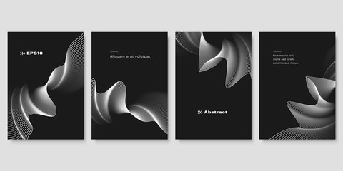 Wall Mural - Set of Futuristic Cover Design Templates with Wavy Lines. 