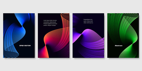 Wall Mural - Set of Futuristic Colorful Templates with Wavy Lines. EPS8 Vector.