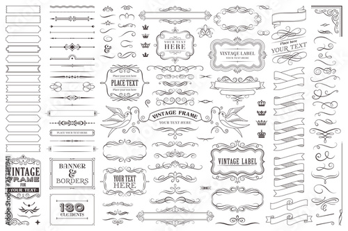 Fotografía Huge collection or set of vector decorative elements for design