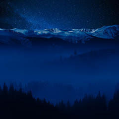 Wall Mural - mountains and majestic stars sky