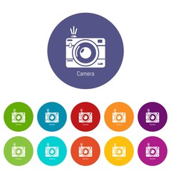Poster - Camera icons color set vector for any web design on white background