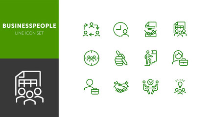 Poster - Businesspeople line icon set