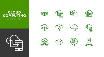 Poster - Cloud computing line icon set