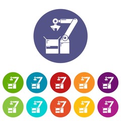 Poster - Robot factory icons color set vector for any web design on white background