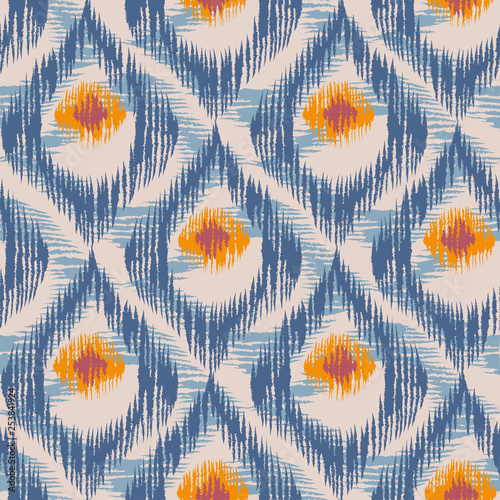 Stoffe zum Nähen Retro ikat blue pattern.
