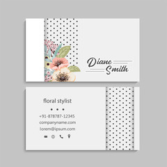 Business card with beautiful flowers.Template