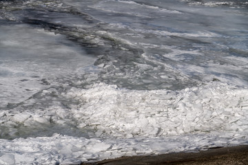 First days of spring on Kyiv sea near Vyshgorod, Ukraine