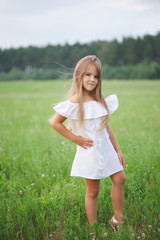 Wall Mural - happy little girl with long hair