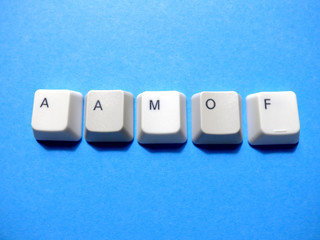 Aufkleber - Computer buttons form a AAMOF (As A Matter Of Fact) abbreviation. Computer and internet slang.