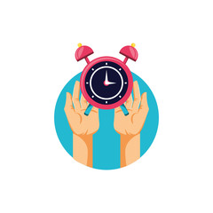 Poster - hands with alarm clock isolated icon