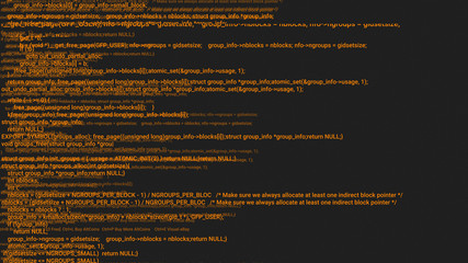 Orange screen coding hacker concept animation with glitch. Programming code typing error. Big data and Internet cyber attack. Programming code abstract. Blockchain concept, computer digital code