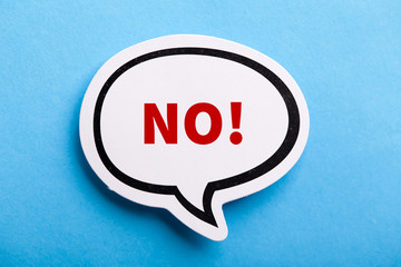 Say No Speech Bubble Isolated On Blue