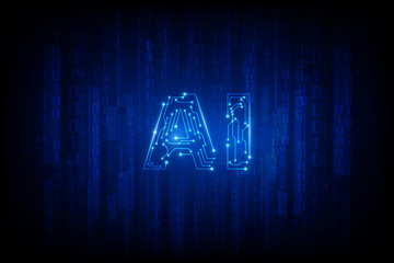 Poster - artificial intelligence. abstract geometric human head outline with circuit board. technology and en