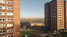 Aerial Footage View Of High Rise Tower Blocks, Flats Built In The City Of Stoke On Trent To Accommodate The Increasing Population, Council Housing Crisis, Immigration Housing,