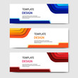 © Adi - Horizontal business corporate banners with 3D abstract paper cut style. Vector design layout for web, banner, header, print flyers. Colorful carving art, blue, orange, red in white background
