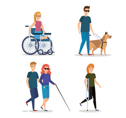 Wall Mural - set rehabilitation people with disabled and physical injury