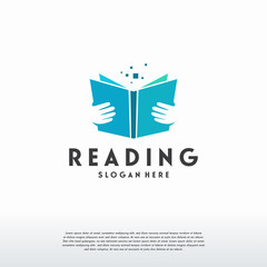 Sticker - reading book logo designs concept vector, education logo template