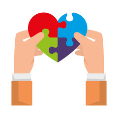 Sticker - hands lifting heart with puzzle attached solution