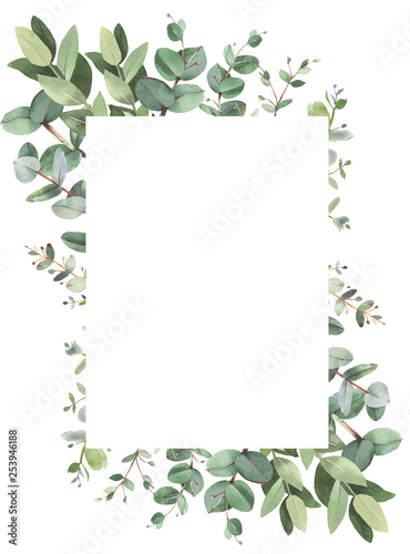Eucalyptus rectangle frame composition Stock Illustration | Adobe Stock