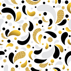 Naklejka na meble Seamless pattern with Golden and black glittering decorative ornate. Gold Seamless pattern. Repeatable design. Can be used for fabric, scrap booking, wallpaper, web background, invitation, vector