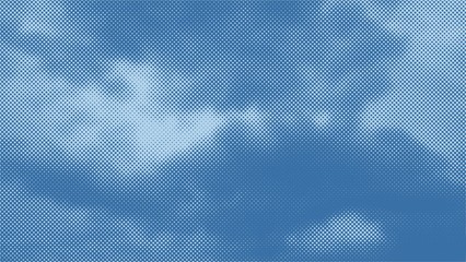 Wall Mural - color halftone texture of clouds. white clouds against blue sky. vector illustration.