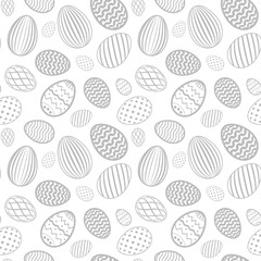 Wall Mural - Easter egg seamless pattern. White gray holiday eggs texture. Simple abstract decorative template for Happy Easter celebration. Stylized cute ornament wallpaper, card, fabric. Vector illustration