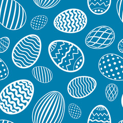 Wall Mural - easter egg seamless pattern. blue color, holiday eggs texture. simple abstract decorative template f