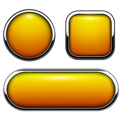 Poster - Glossy buttons orange with metallic chrome elements