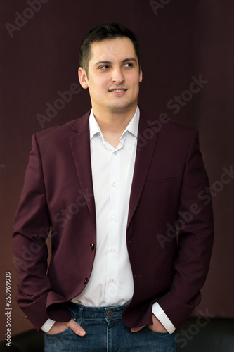 Young Handsome Guy With Black Hair Male 25 30 Years Old In A