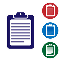 Poster - blue clipboard with document icon isolated on white background. vector illustration