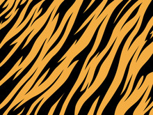Print Tiger Texture Abstract Background Orange Black. Vector Jungle Strip