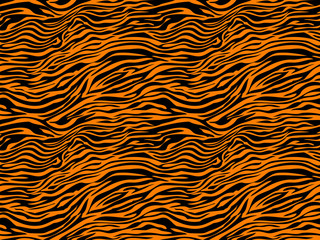 Wall Mural - stripe animals jungle tiger zebra fur texture pattern seamless repeating orange yellow black