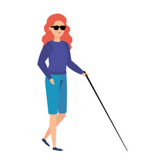 Sticker - blind woman with walking stick