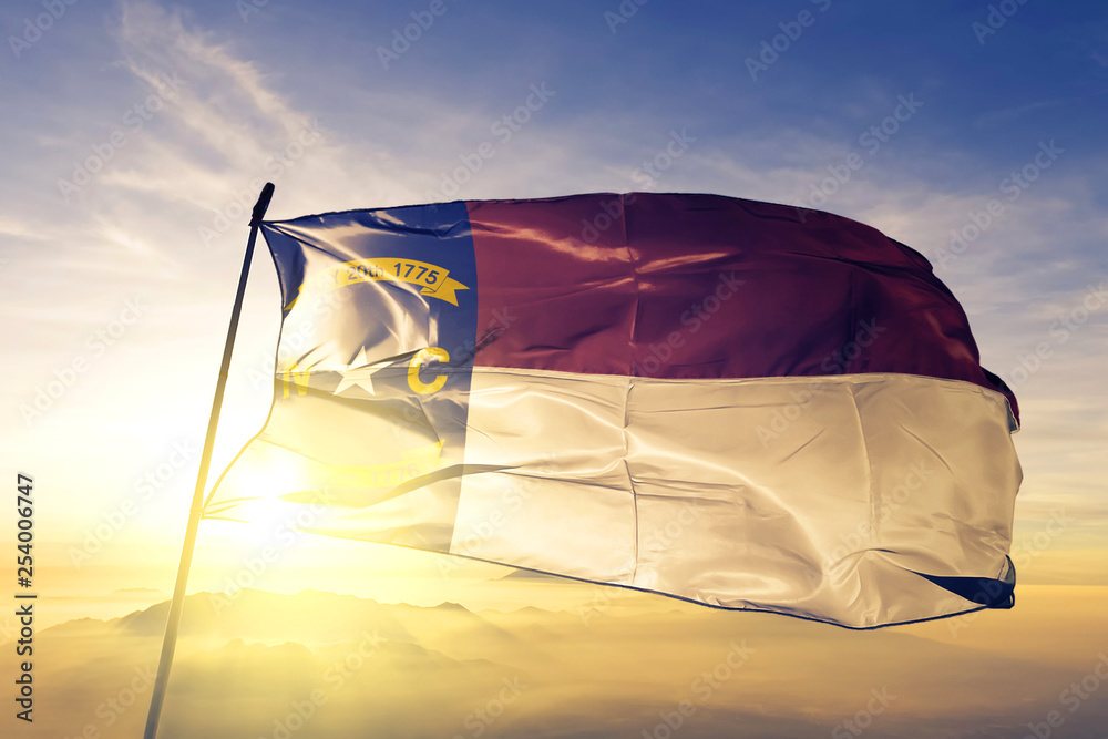 Stock-Foto „North Carolina state of United States flag waving on the ...