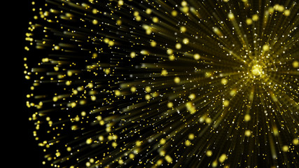 Poster - Abstract futuristic space rain. Mystical universe banner. Sparkling blue threads curtain. Magic glitter rain. Big data. 3D rendering.