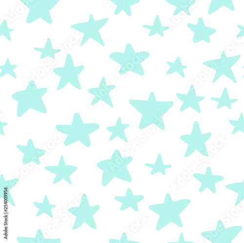 Cute Seamless Pattern With Hand Drawn Baby Blue Stars On White Background Sky Background Vector Illustration Stock Vector Adobe Stock