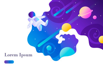 Wall Mural - space background. template for poster, presentation, landing, web banner. children's vector illustra