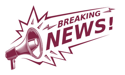 Wall Mural - Breaking news - sign with megaphone