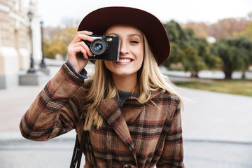 Sticker - Beautiful young stylish blonde woman