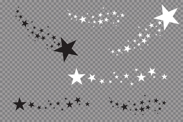 Wall Mural - stars on a white background. black star shooting with an elegant star.meteoroid, comet, asteroid, st