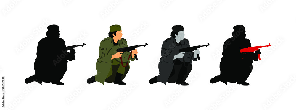 Ww2 Rilfle Vector Second World war Allied soldier with rifle in battle action in occupied ...