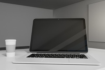 Poster - Creative designer desk with laptop
