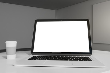 Poster - Creative designer table with laptop