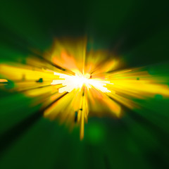 Poster - Bright vibrant yellow and green abstract blast or explosion