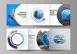 © Raevsky Lab - The minimal vector editable layout of square format covers design templates for trifold brochure, flyer, magazine. Creative modern blue background with circles and round shapes.