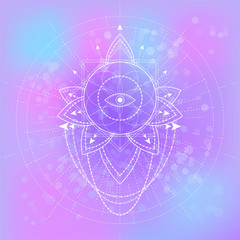 Vector illustration of mystic symbol Lotus on abstract background.