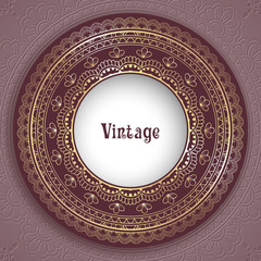 Wall Mural - Vintage ornamental round frame for greeting card, invitation or packaging design