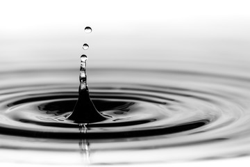 Water droplet splash background texture isolated on white. Fresh clean pure water ripples and splashes.